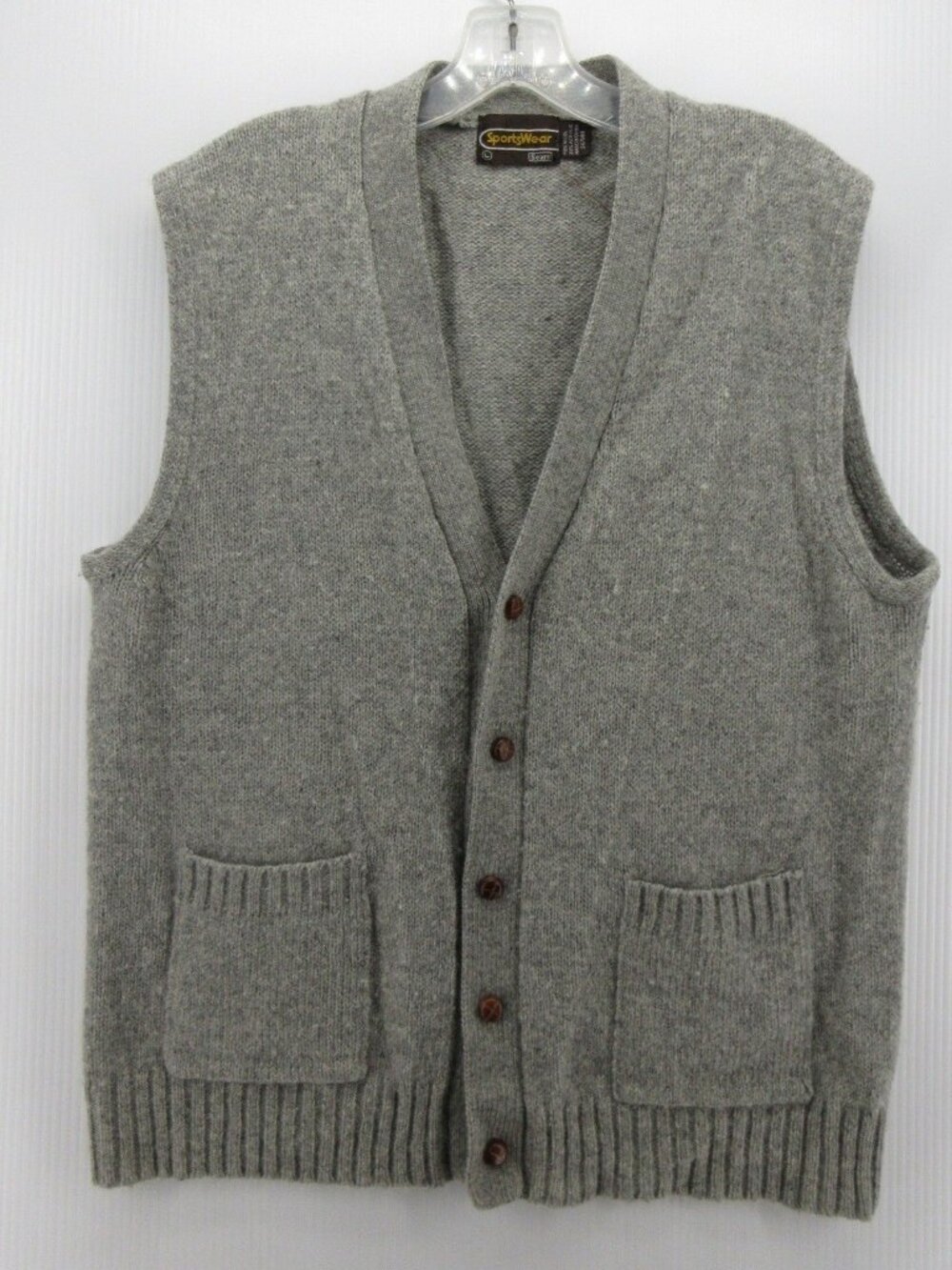 VINTAGE Sears Sweater Large Vest Cardigan Sportswear Wool Blend 70s 80s